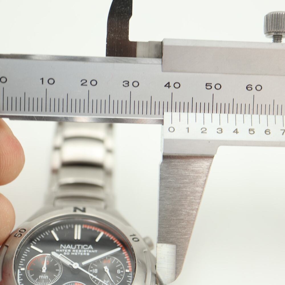 Nautica Mens Stainless Steel 40mm Chronograph Watch 60 Min 24-Hr W New Battery View 2
